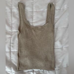 GAP Tan Ribbed Sleeveless Tank Top